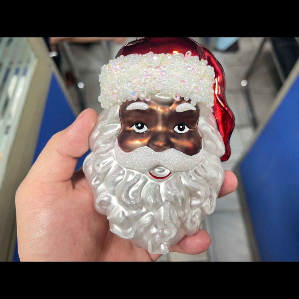 Black Santa Real Genuine Glass Blown Christmas Tree Ornament and FREE $15 GIft!